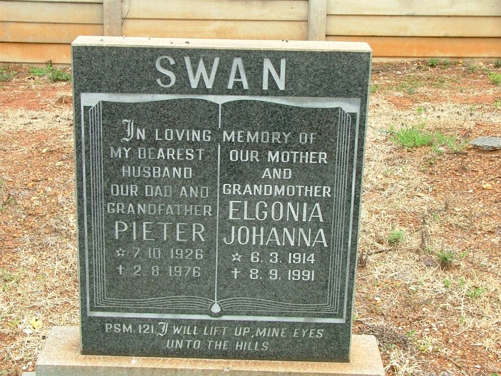 SWAN Pieter 1926-1976 &amp; Elgonia Johanna 1914-1991