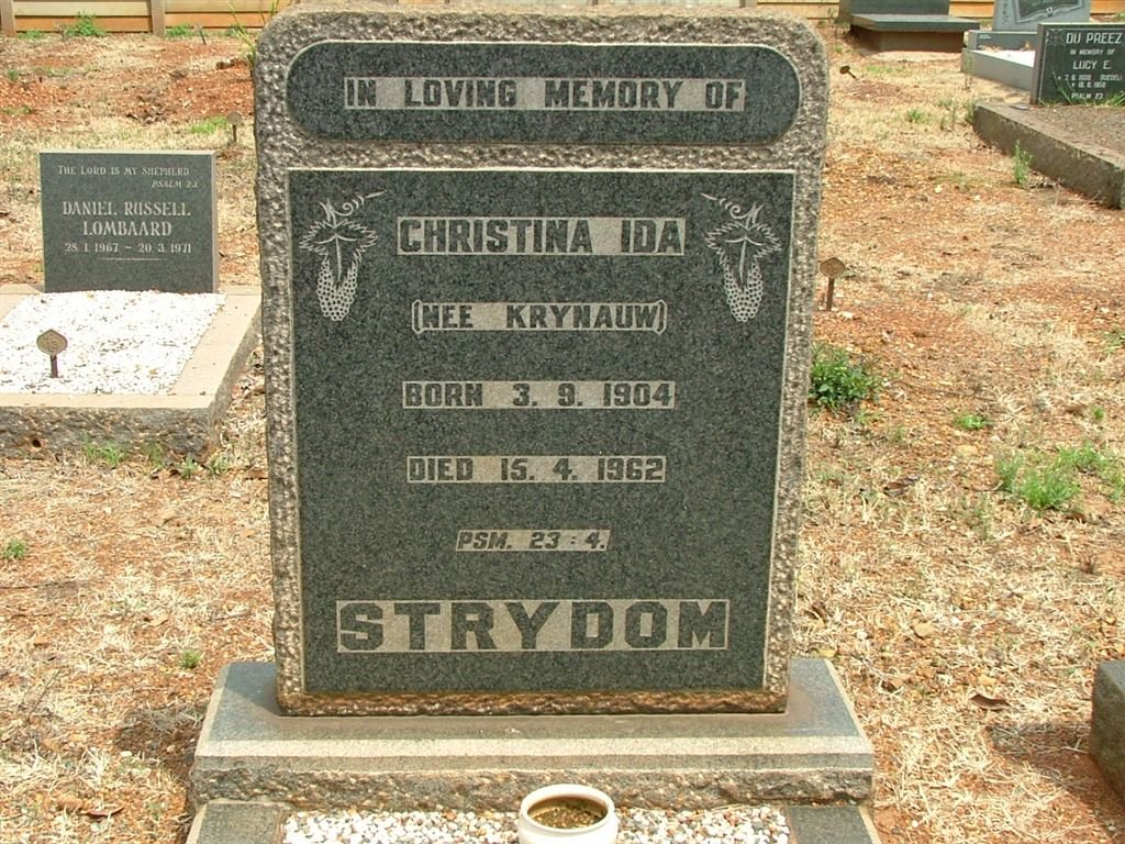 STRYDOM Christina Ida nee KRYNAUW 1904-1962