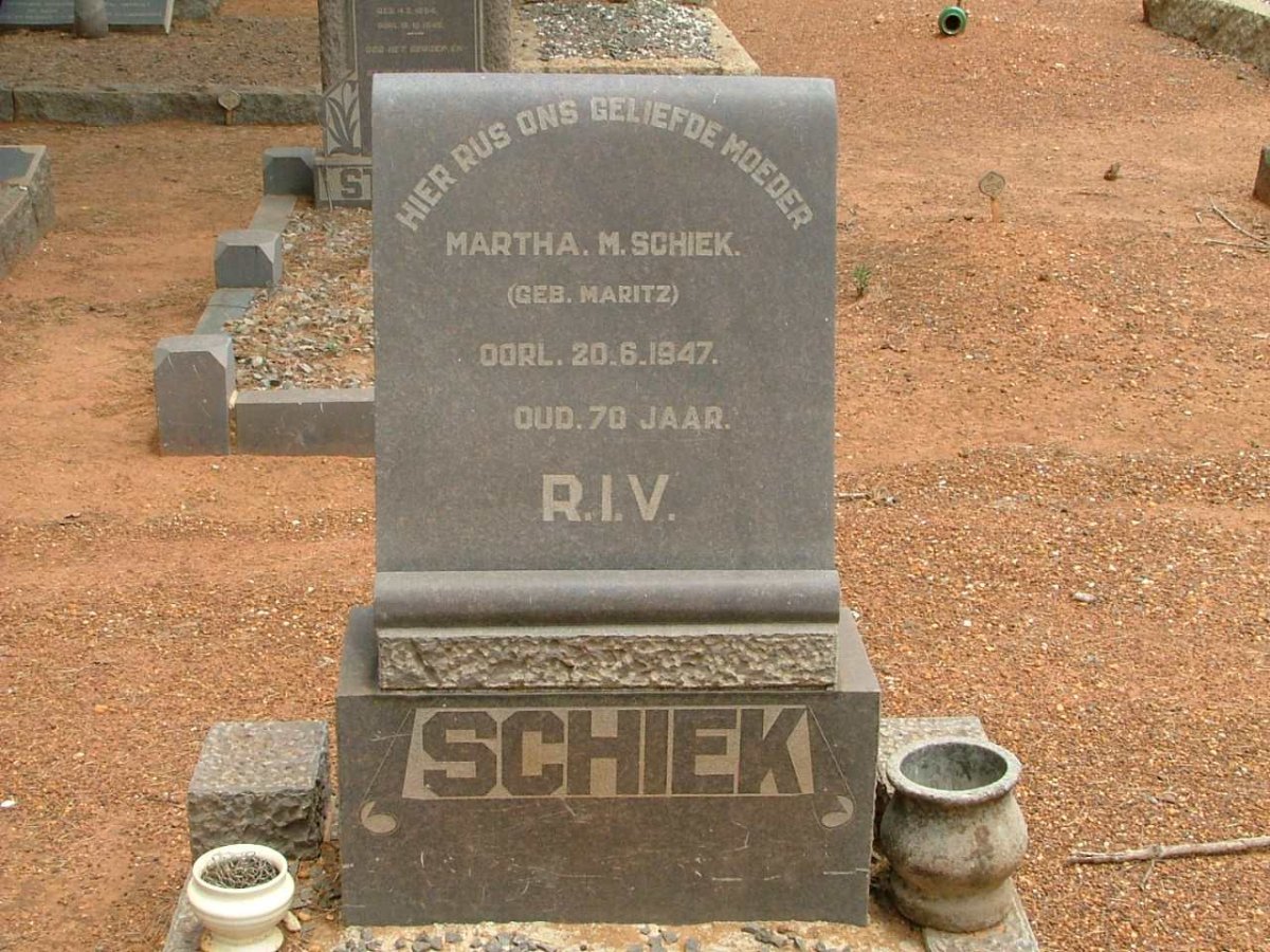 SCHIEK  Martha nee  MARITZ  -1947