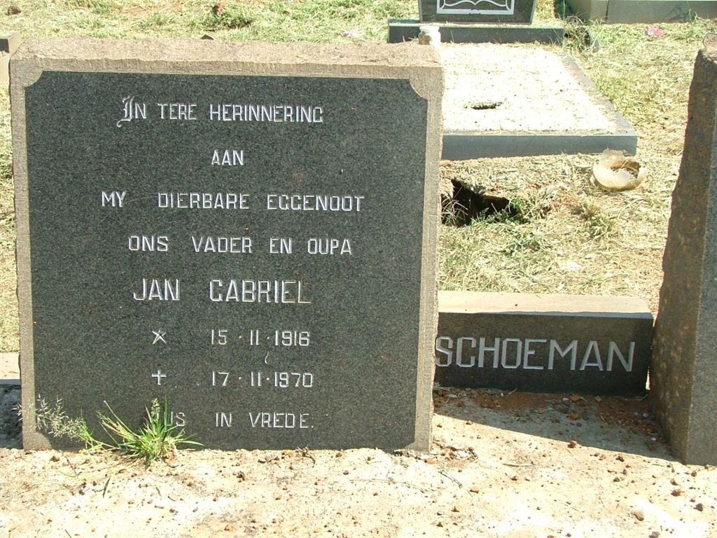 SCHOEMAN Jan Gabriel 1916-1970 