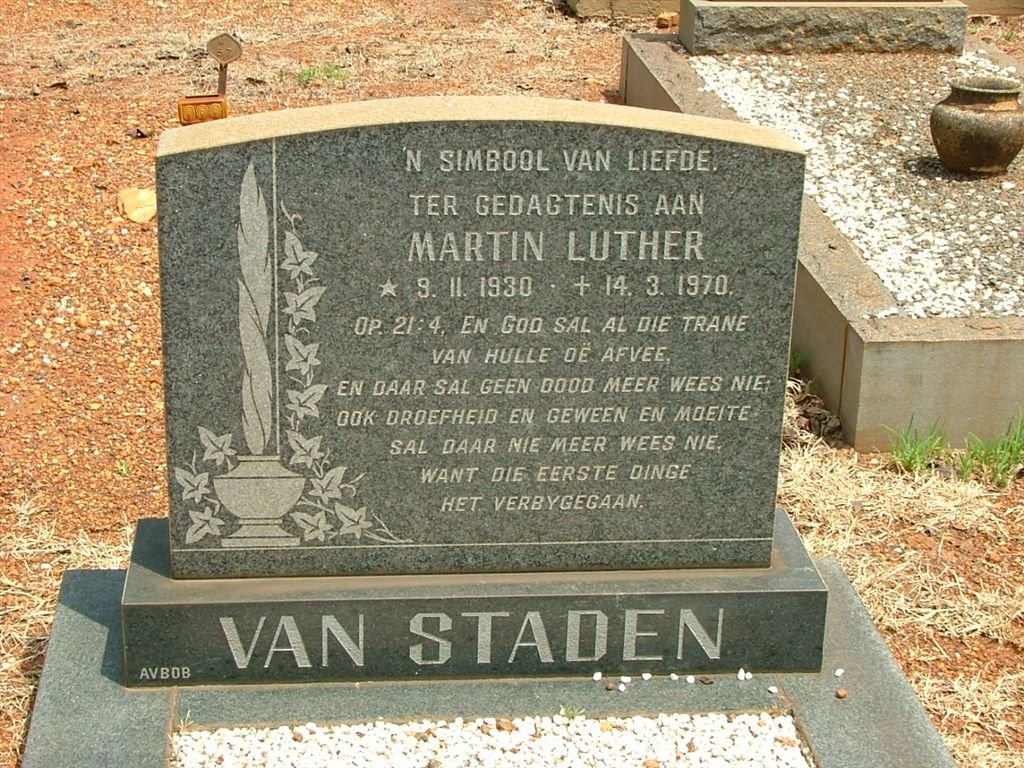 STADEN Martin Luther, van 1930-1970