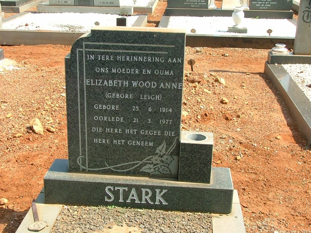 STARK Elizabeth Wood Anne nee LEIGH 1914-1977