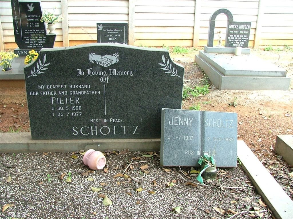 SCHOLTZ Pieter 1928-1977 &amp; Jenny 1937-1983