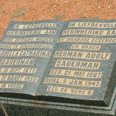 SAUERMAN Herman Adolf 1887-1947 &amp; Isabella Catharina 1877-1959