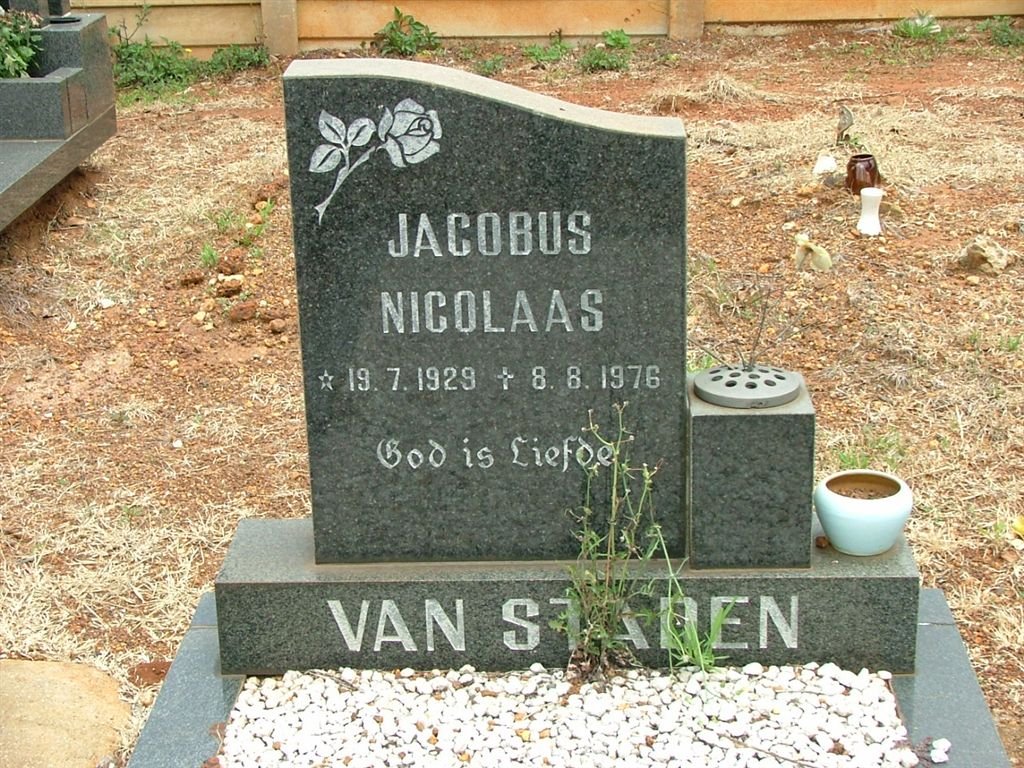 STADEN Jacobus Nicolaas, van 1929-1976