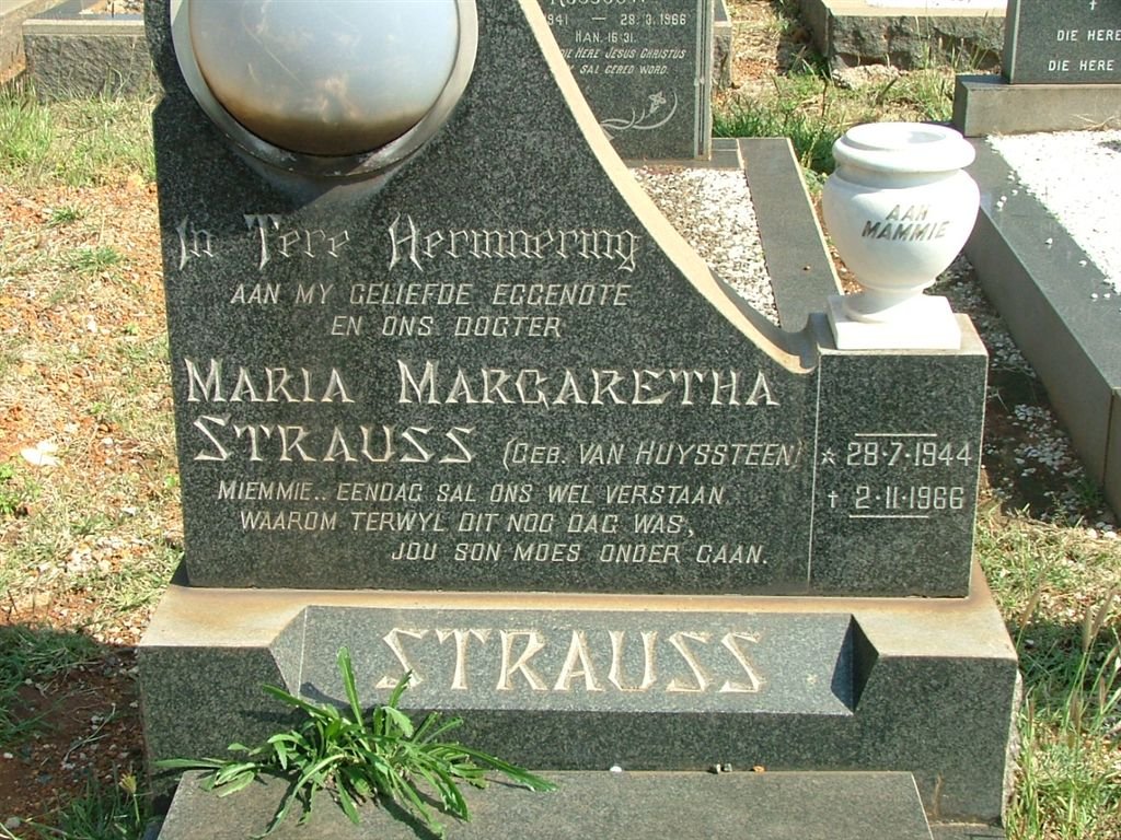 STRAUSS Maria Margaretha VAN HUYSSTEEN 1944-1966