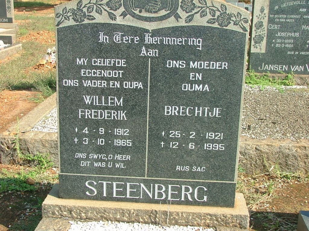 STEENBERG Willem Frederik 1912-1965 &amp; Brechtje 1921-1995
