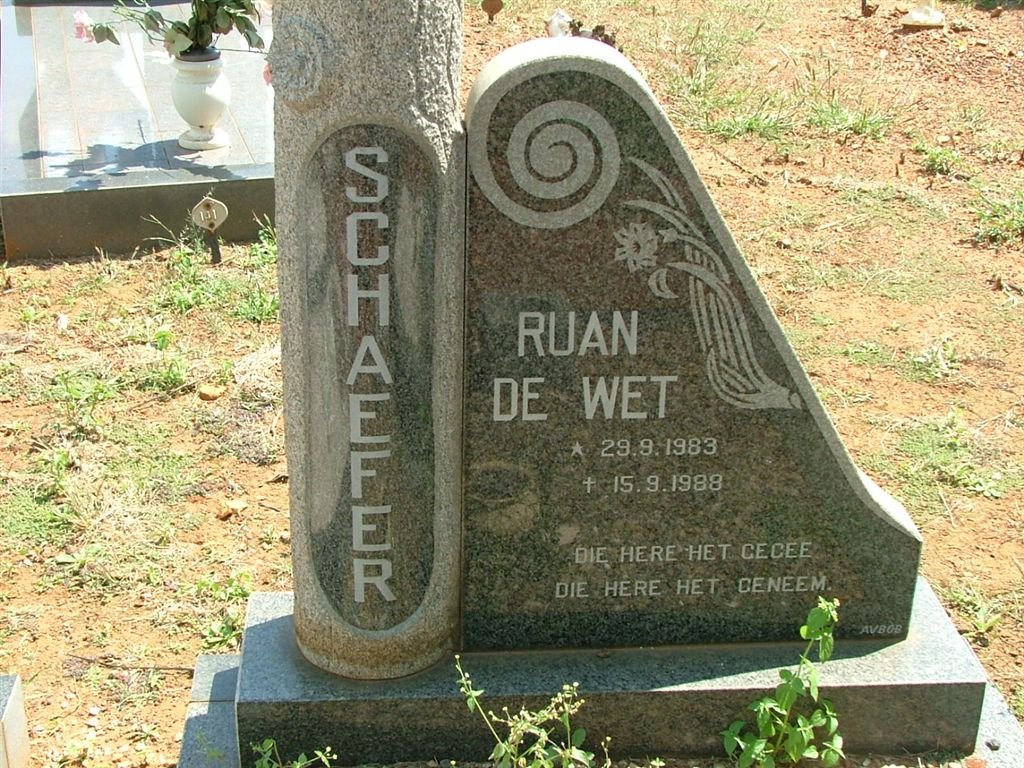 SCHAEFER Ruan de Wet 1983-1988