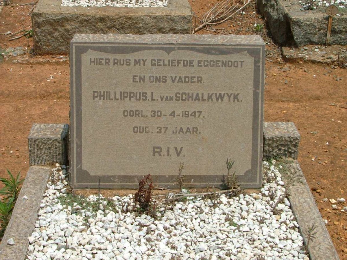 SCHALKWYK Phillippus L., van -1947