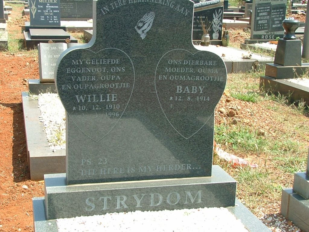 STRYDOM Willie 1910-1996 &amp; Baby 1914-