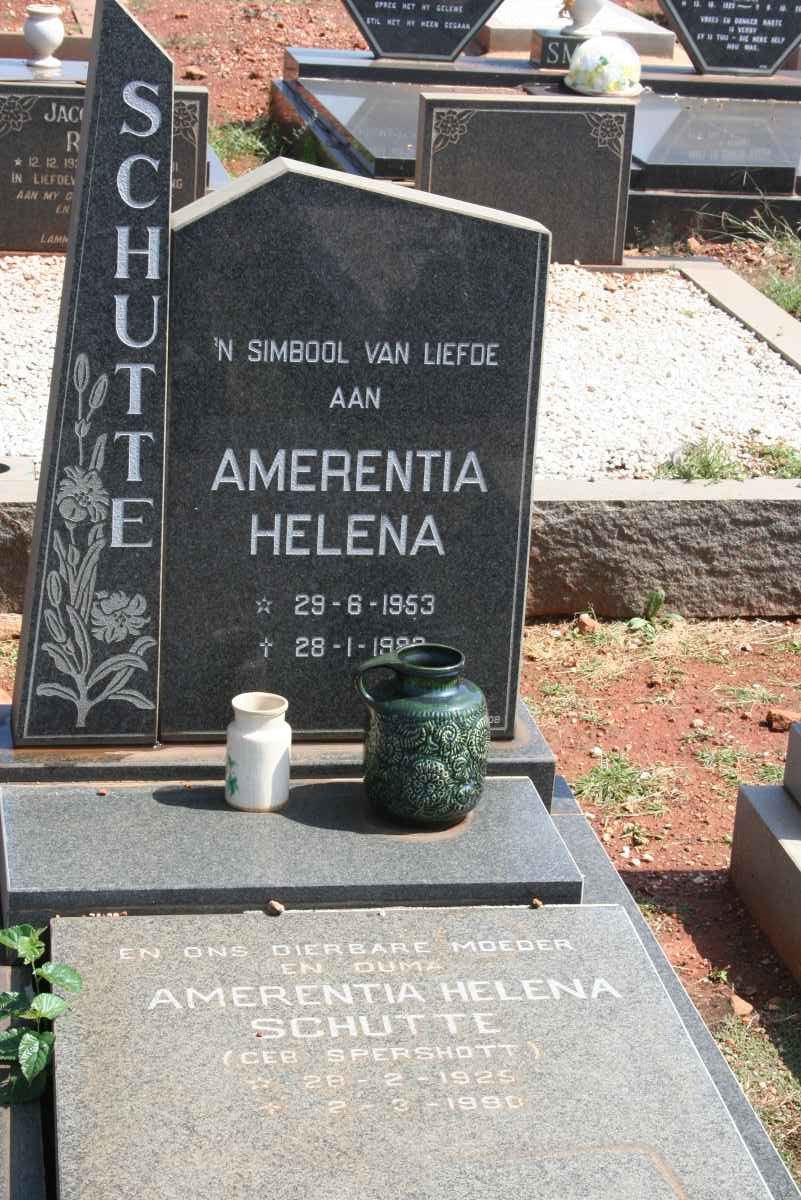 SCHUTTE Amerentia Helena nee SPERSHOTT 1925-1990 :: SCHUTTE Amerentia Helena 1953-1925