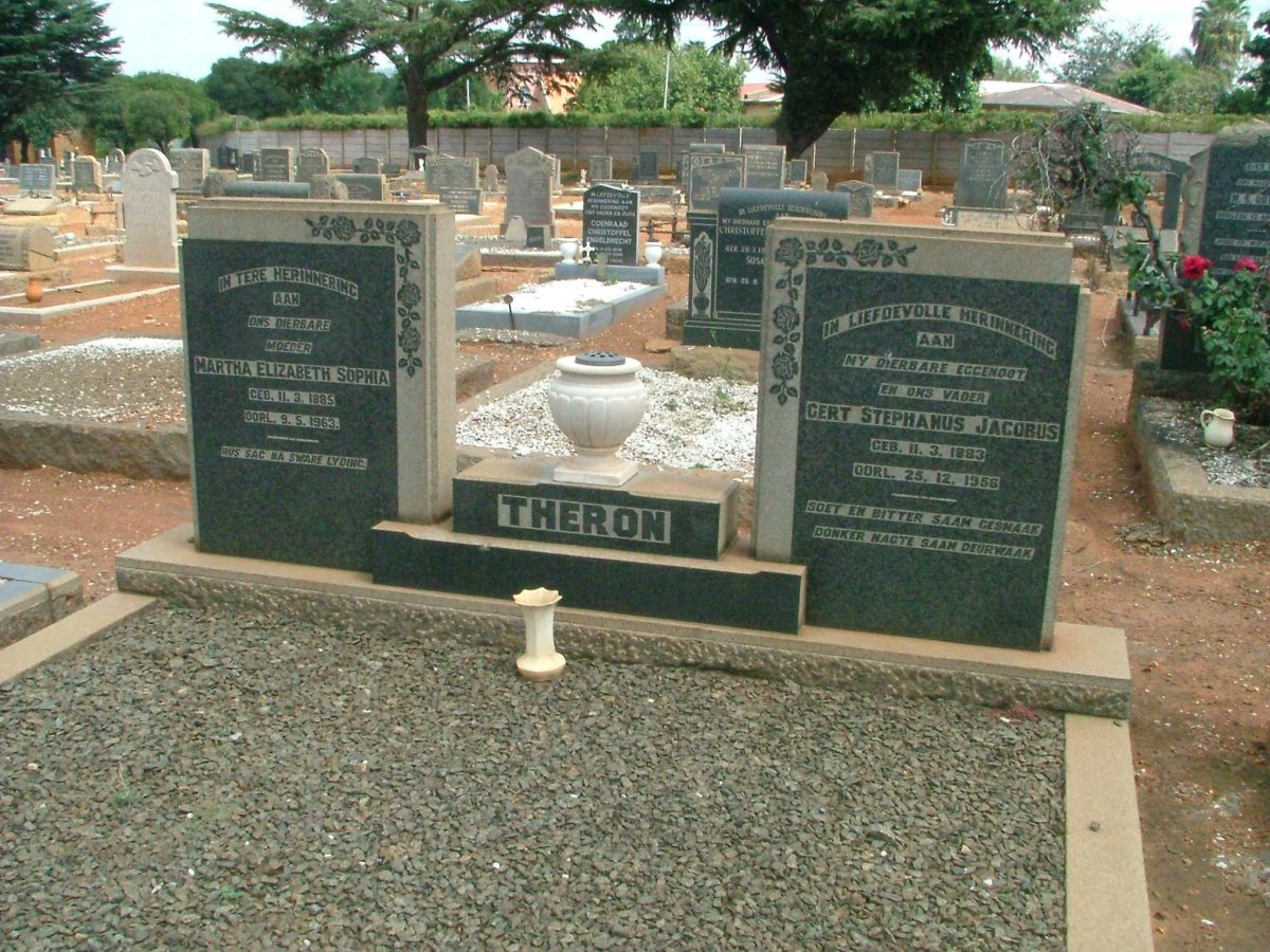 THERON Gert Stephanus Jacobus 1883-1956 &amp; Martha Elizabeth Sophia 1885-1963