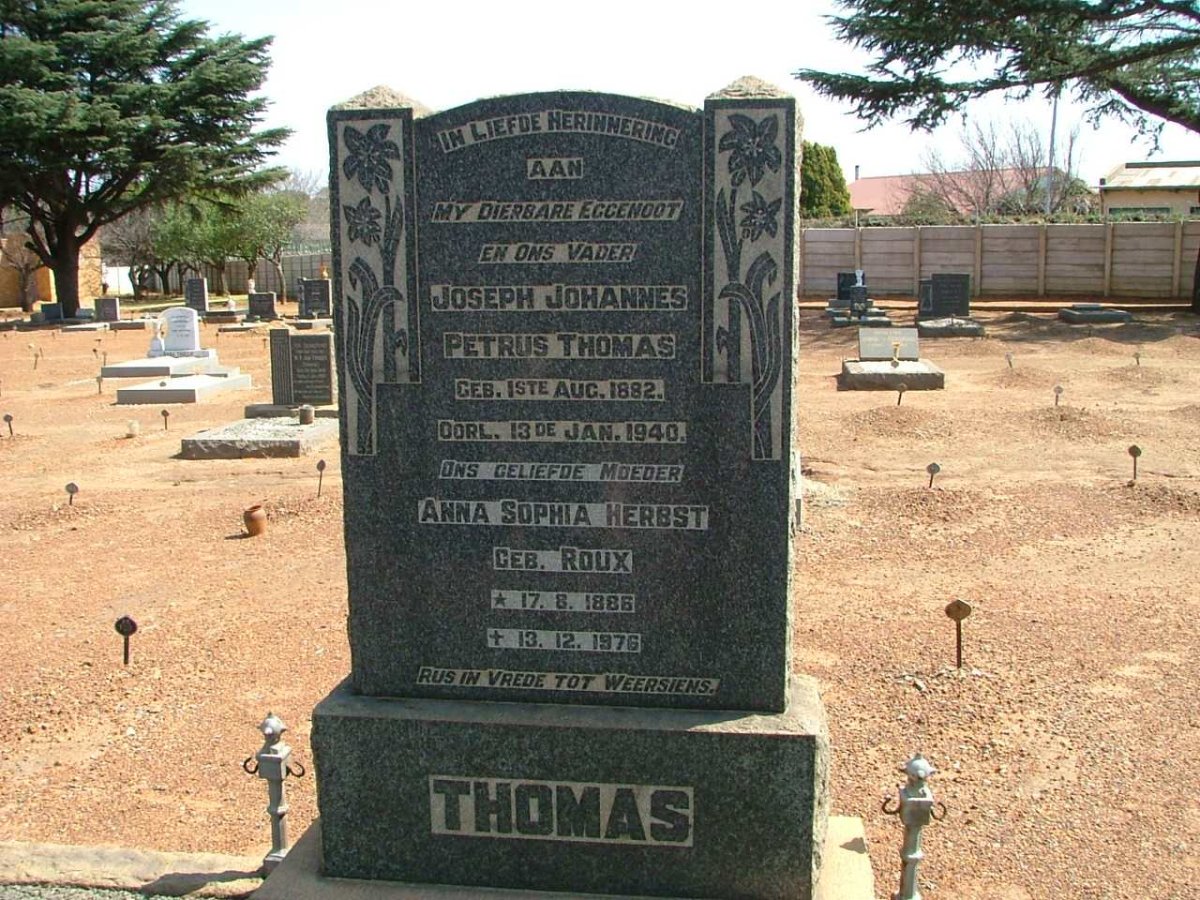 THOMAS Joseph Johannes Petrus 1882-1940 &amp; Anna Sophia Herbst ROUX 1886-1976
