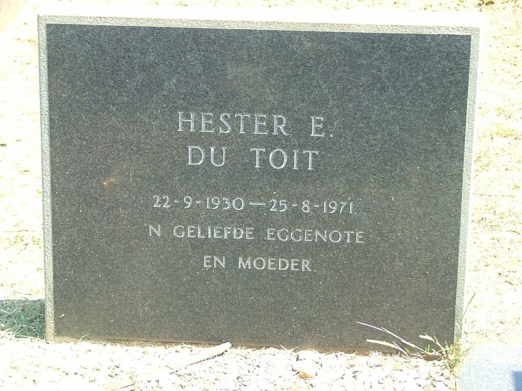 TOIT Hester E., du 1930-1971