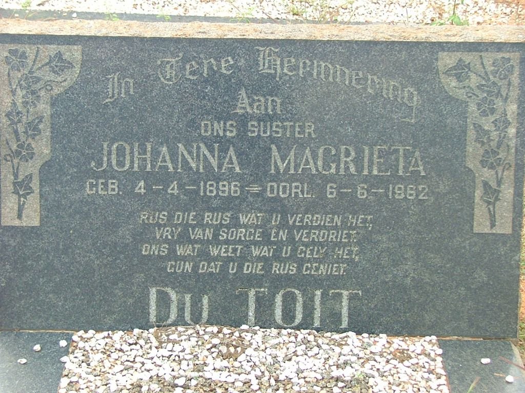 TOIT Johanna Magrieta, du 1896-1962