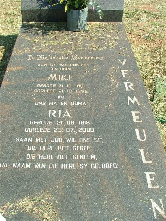 VERMEULEN Mike 1910-1982 &amp; Ria 1918-200
