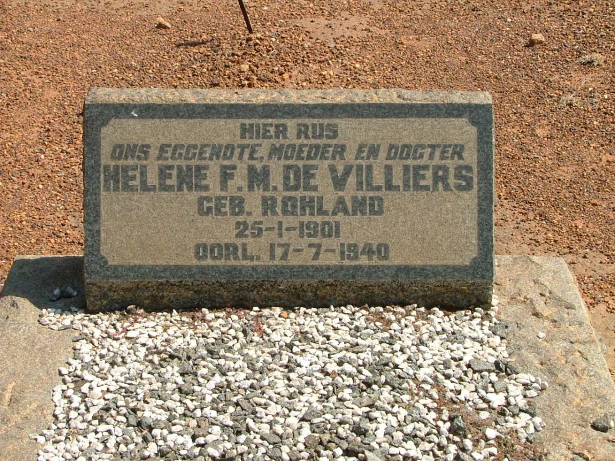 VILLIERS Helene F.M., de nee ROHLAND 1901-1940