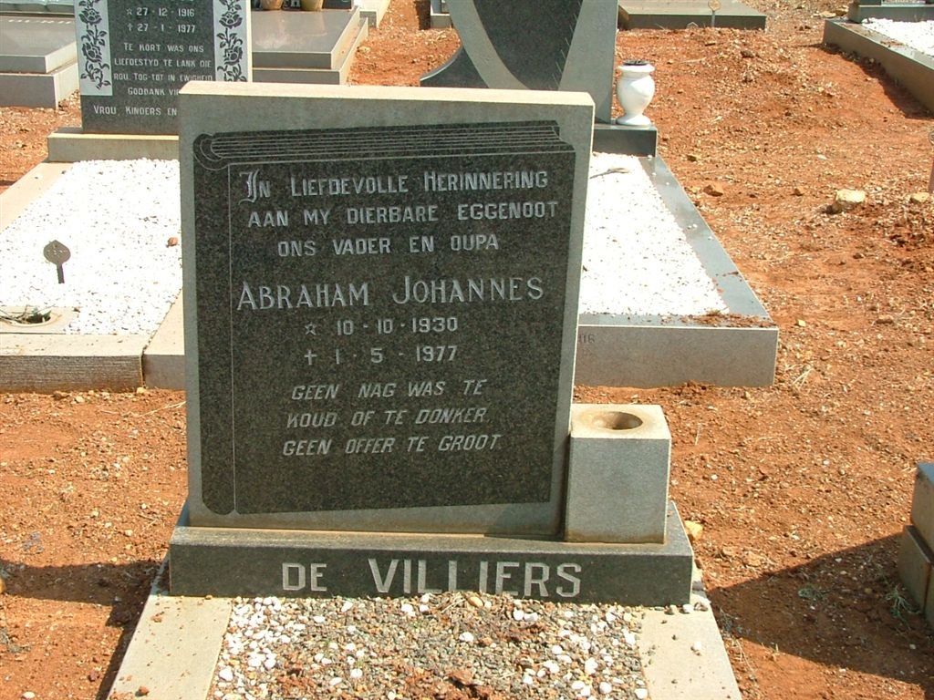 VILLIERS Abraham Johannes 1930-1977