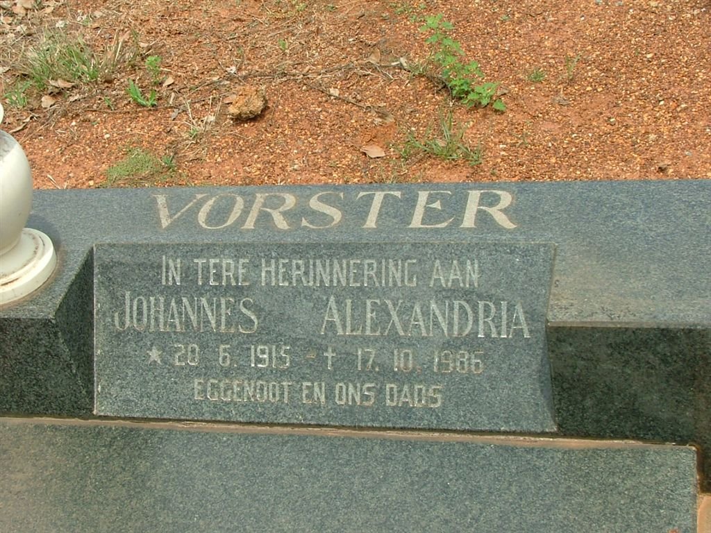 VORSTER Johannes Alexandra 1915-1986