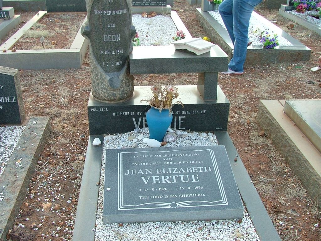 VERTUE Jean Elizabeth 1926-1998 :: VERTUE Deon 1951-1974