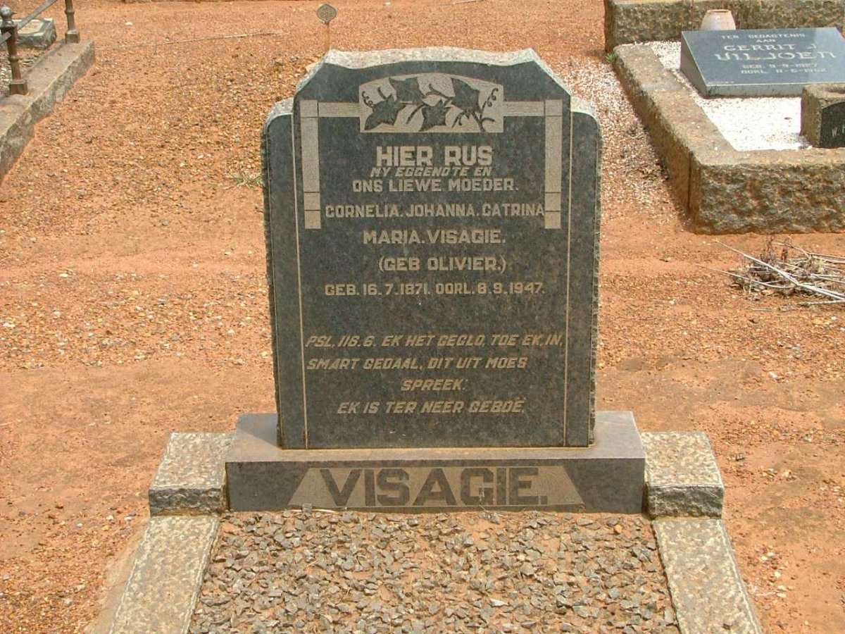 VISAGIE Cornelia Johanna Catrina Maria nee OLIVIER 1871-1947
