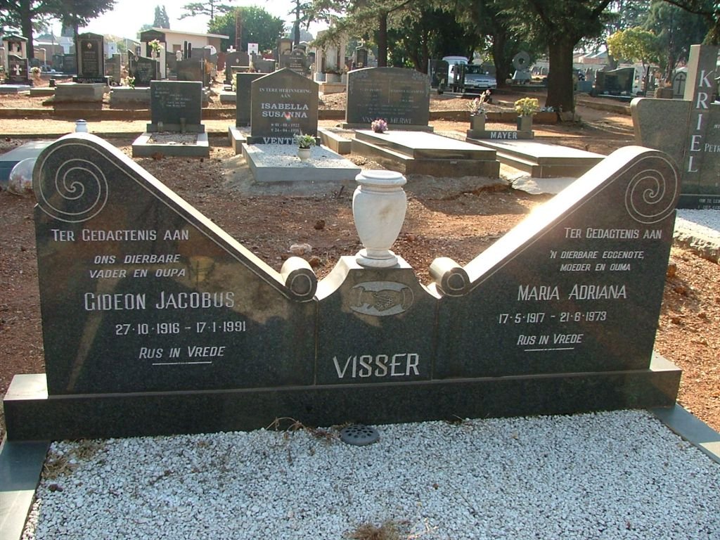 VISSER Gideon Jacobus 1916-1991 &amp; Maria Adriana 1917-1973