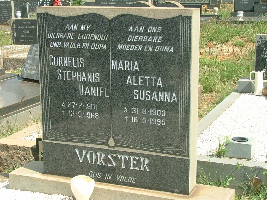 VORSTER Cornelius Stephanis Daniel 1901-1968