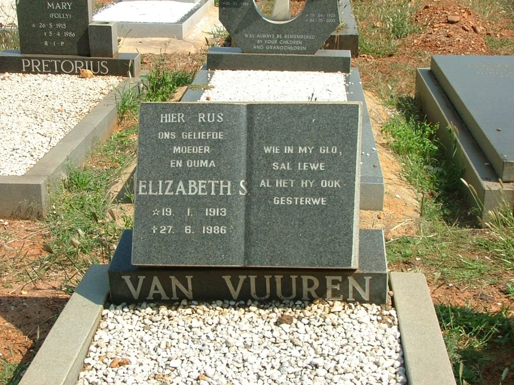 VUUREN Elizabeth S., van 1913-1986