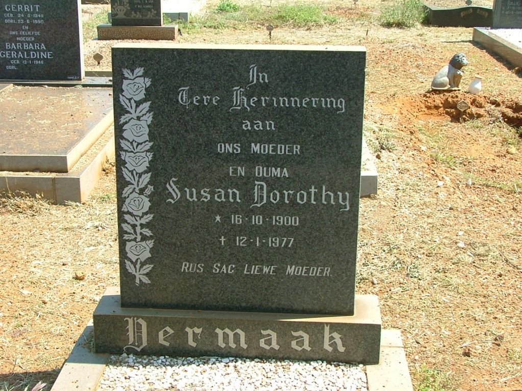 VERMAAK Susan Dorothy 1900-1977