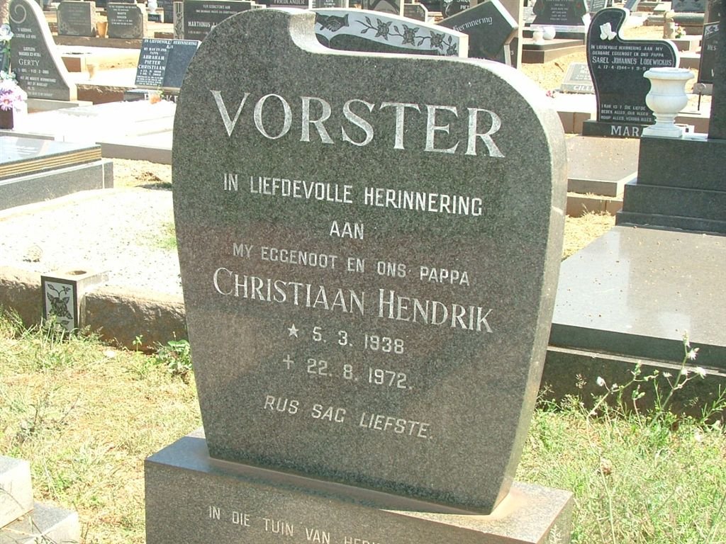 VORSTER Christiaan Hendrik 1938-1972