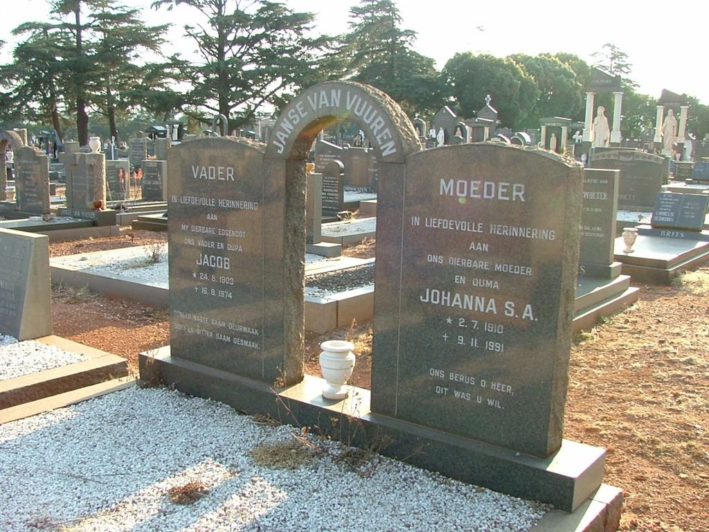 VUUREN Jacob, Janse van &amp; Johanna S.A. 1910-1991