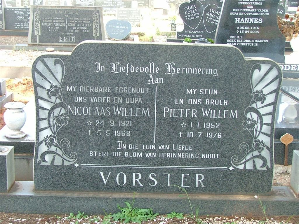 VORSTER Nicolaas Willem 1921-1968 :: VORSTER Pieter Willem 1952-1976