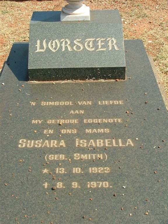 VORSTER Susara Isabella nee SMITH 1923-1970