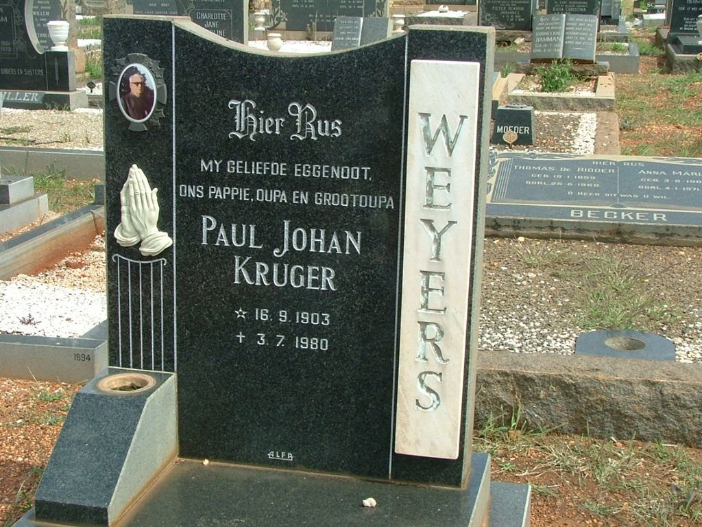 WEYERS Paul Johan Kruger 1903-1980