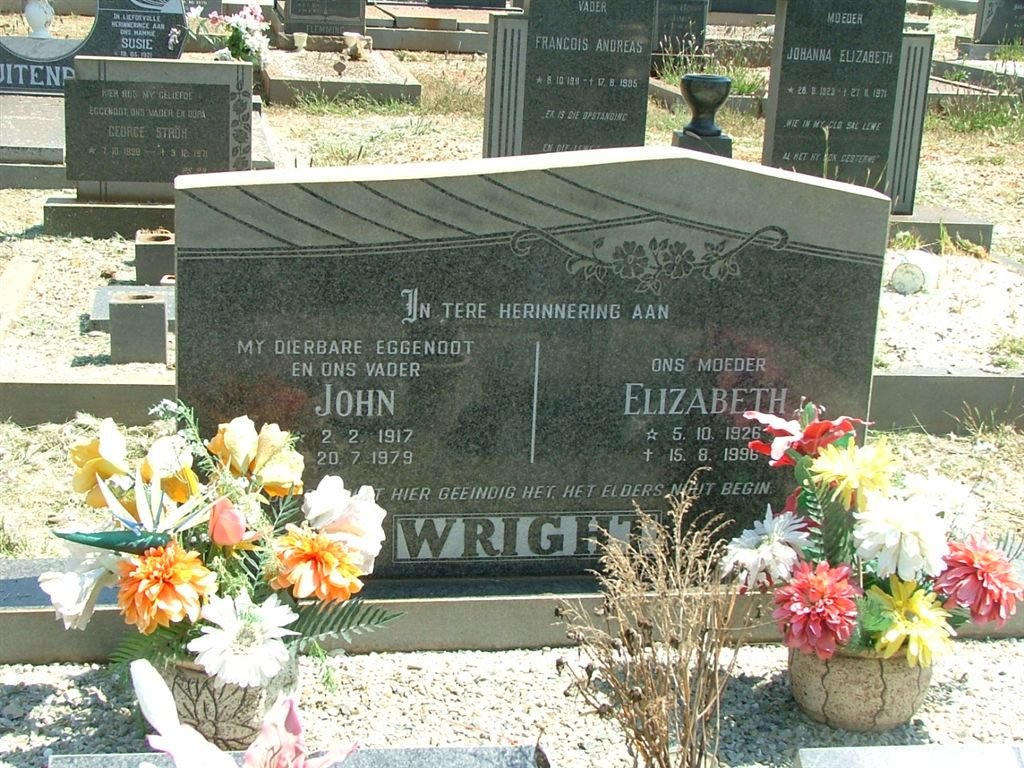 WRIGHT John 1917-179 &amp; Elizabeth 1926-1996