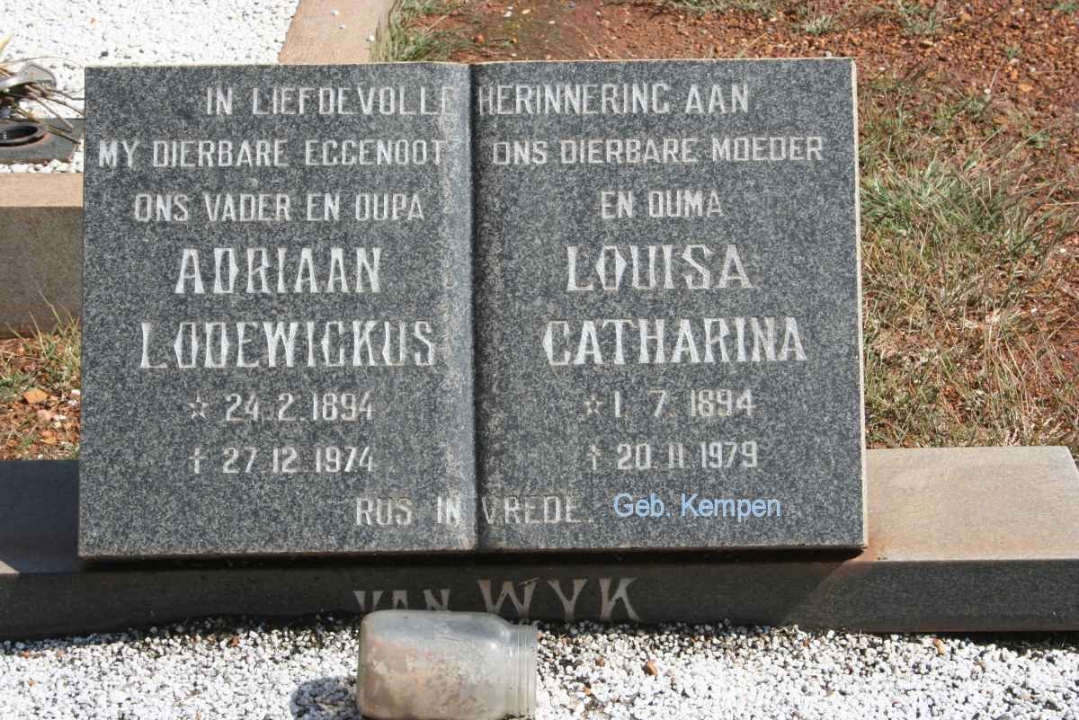 WYK Adriaan Lodewickus, van 1894-1974 &amp; Louisa Catharina KEMPEN 1894-1979
