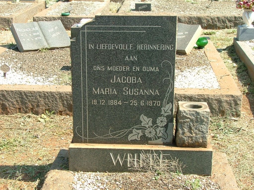 WHITE Jacoba Maria Susanna 1884-1970