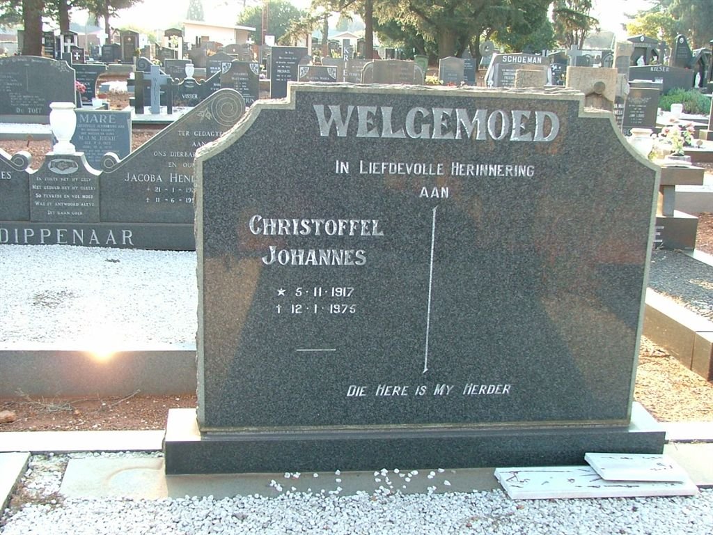 WELGEMOED Christoffel Johannes 1917-1975