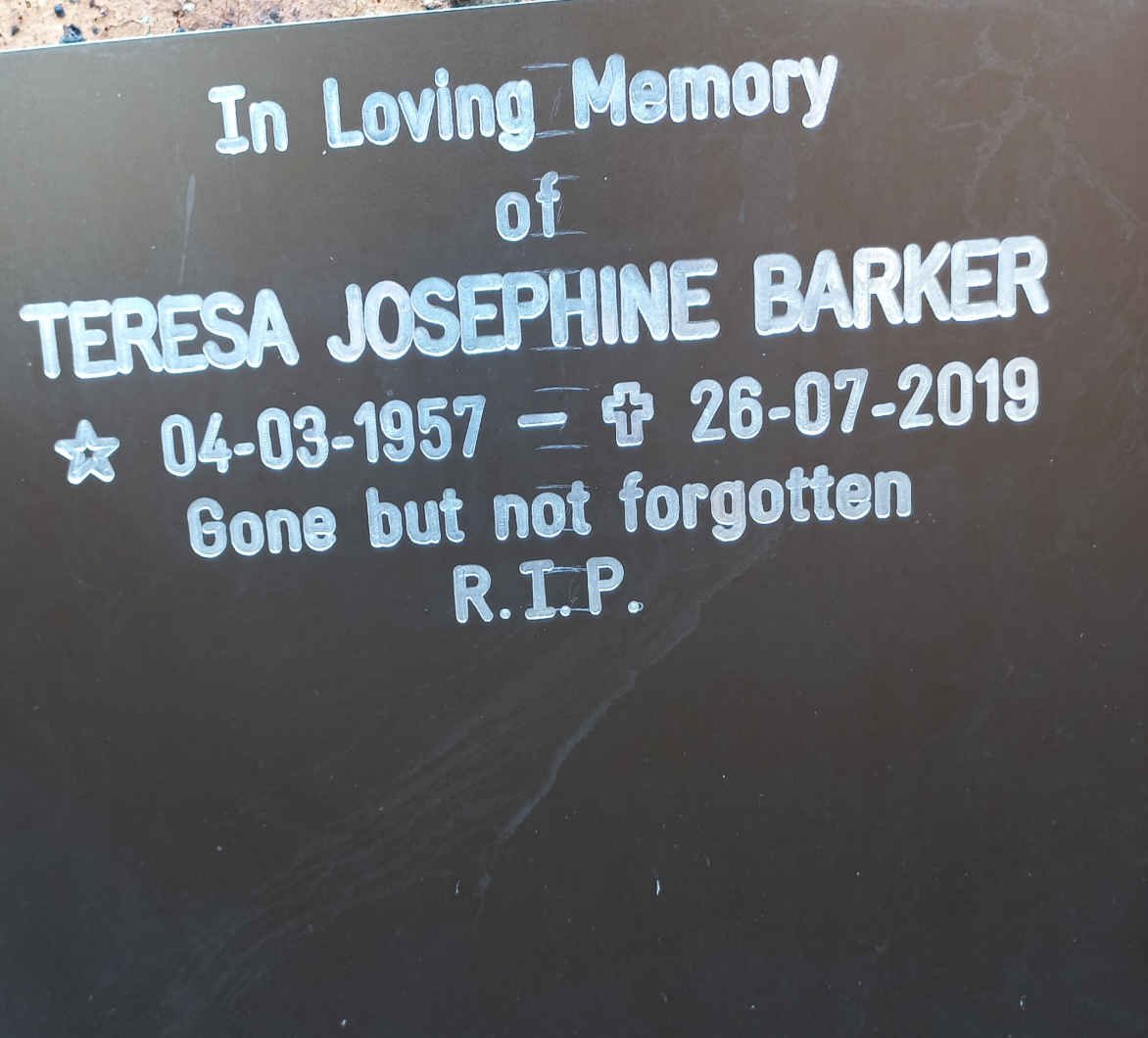 BARKER Teresa Josephine 1957-2019