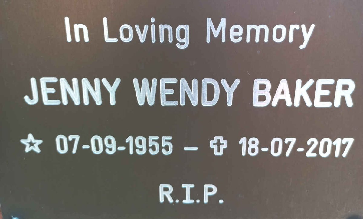 BAKER Jenny Wendy 1955-2017
