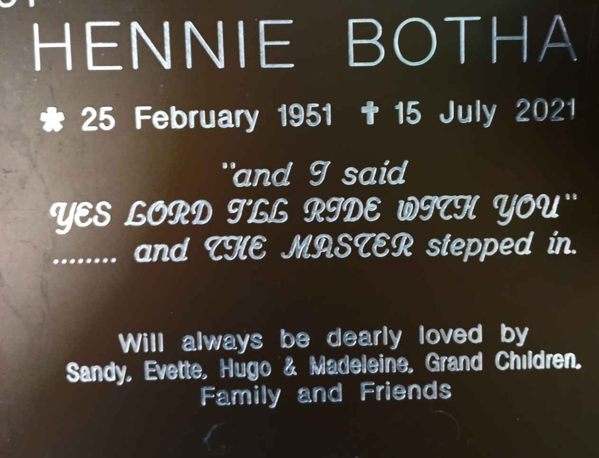 BOTHA Hennie 1951-2021