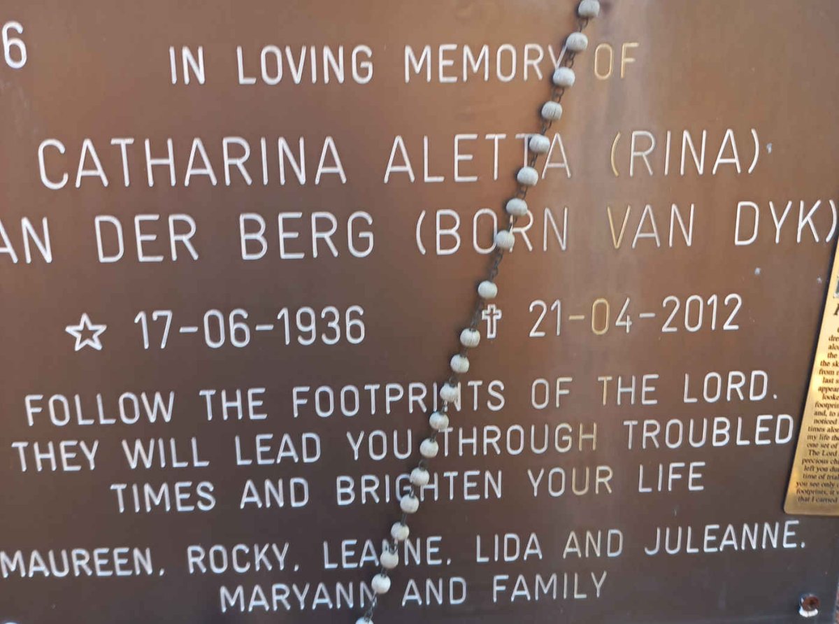 BERG Catharina Aletta, van der nee VAN DYK 1936-2012