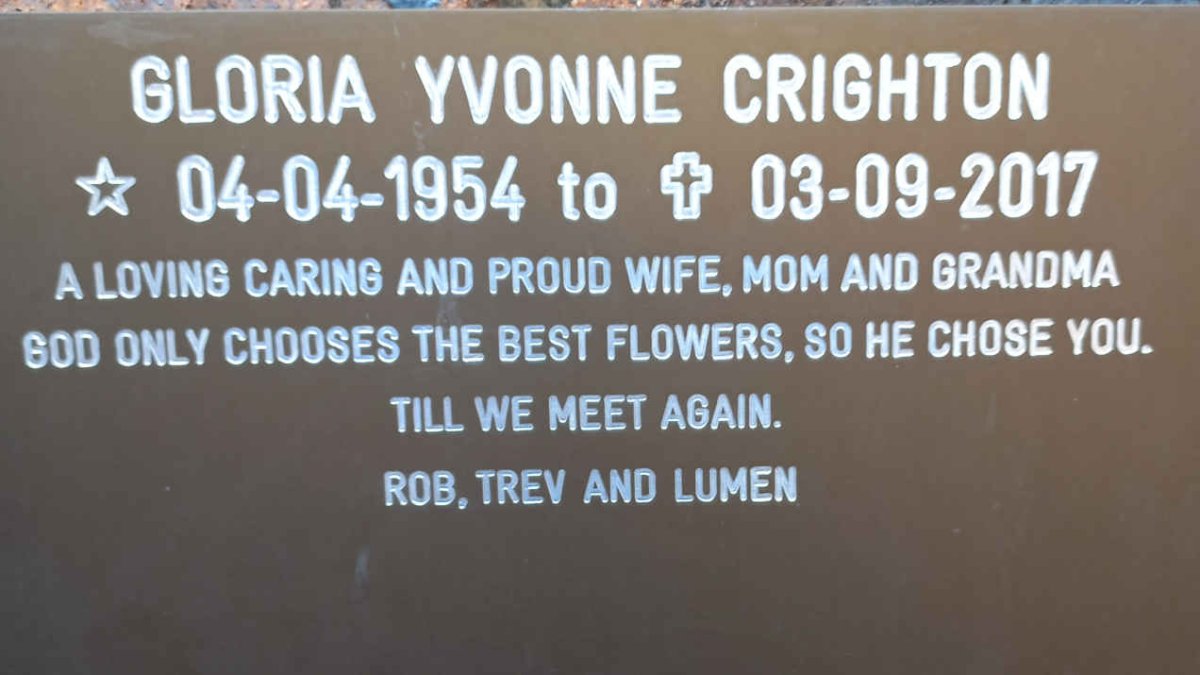 CRIGHTON Gloria Yvonne 1954-2017