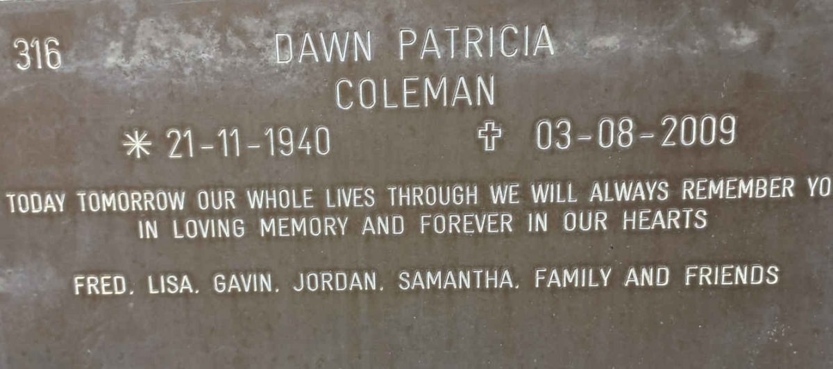 COLEMAN Dawn Patricia 1940-2009