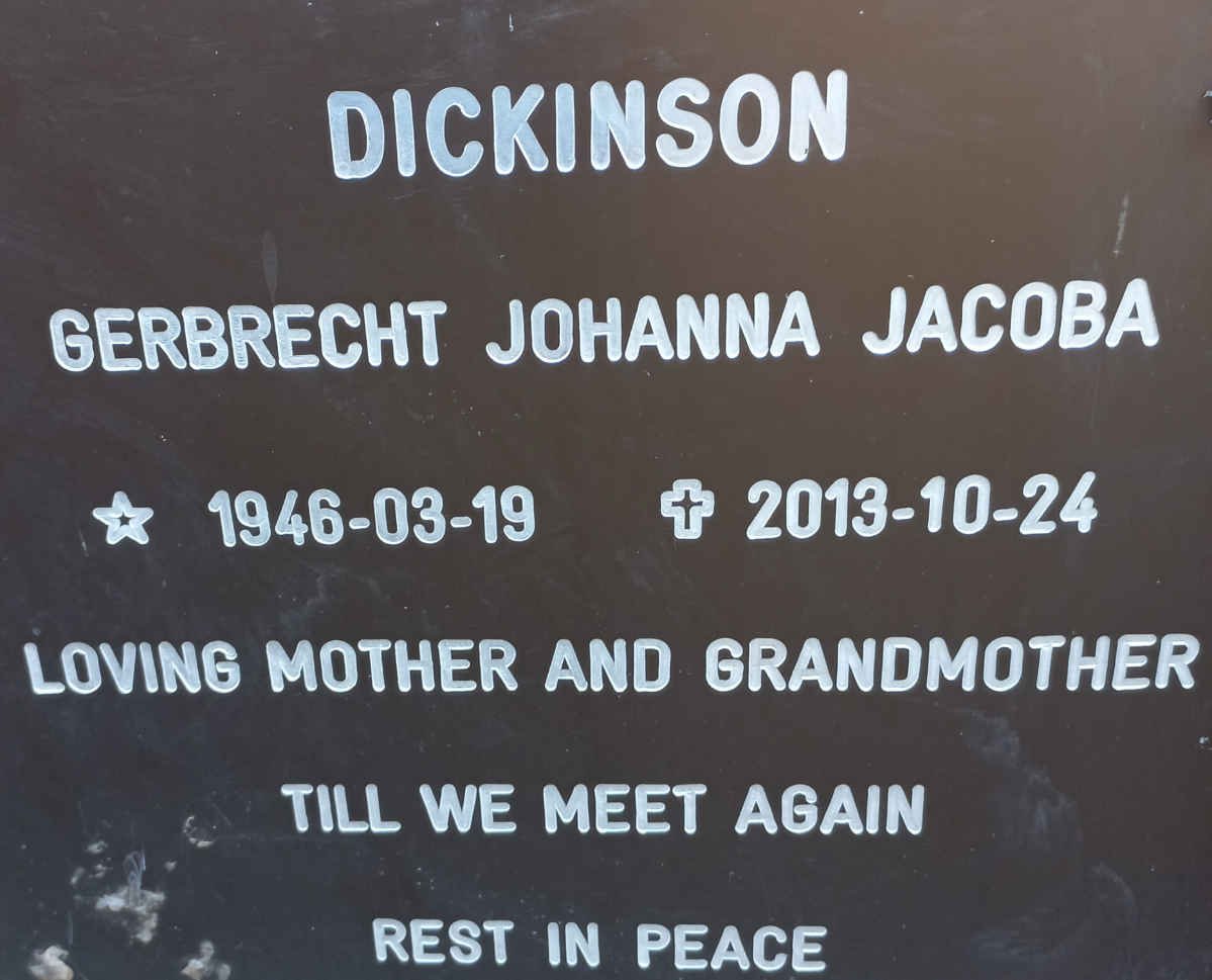 DICKINSON Gerbrecht Johanna Jacoba 1946-2013