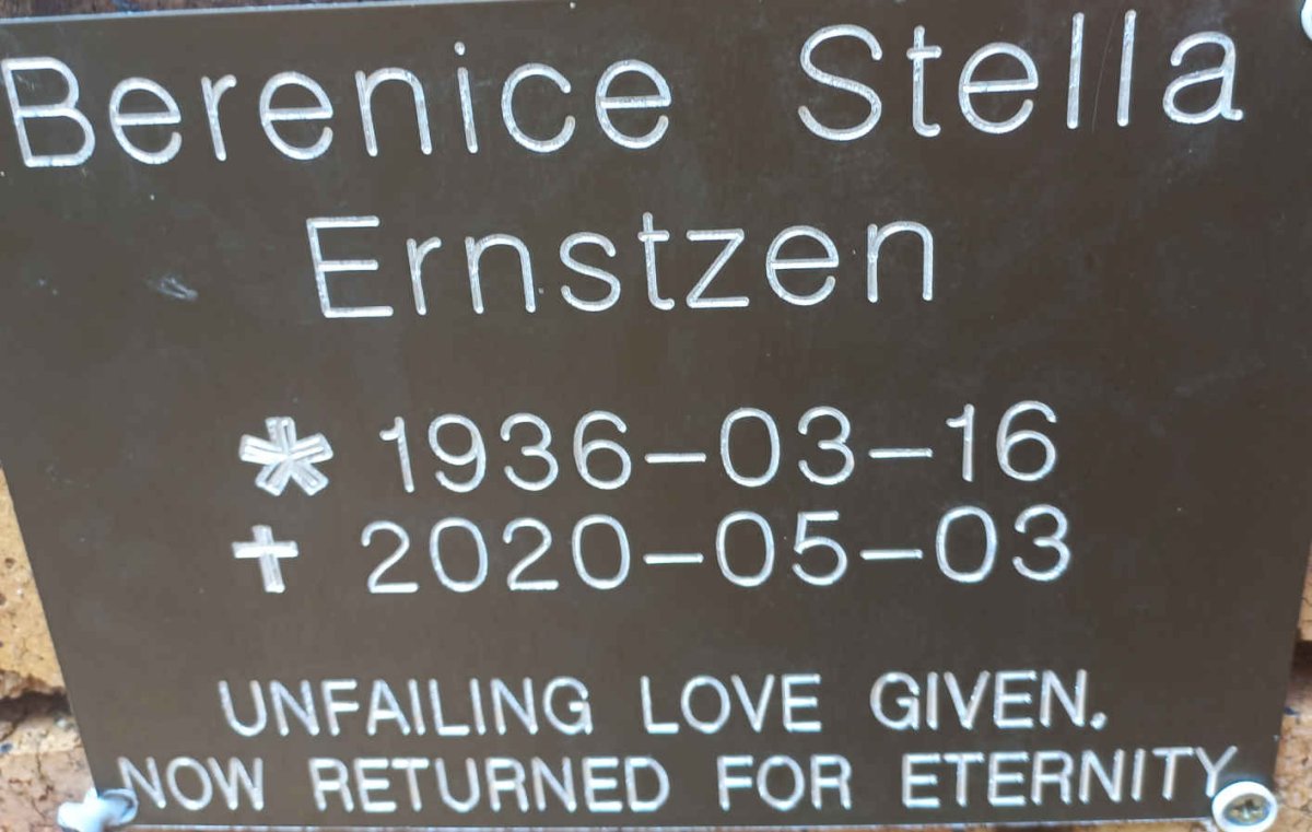 ERNSTZEN Berenice Stella 1936-2020