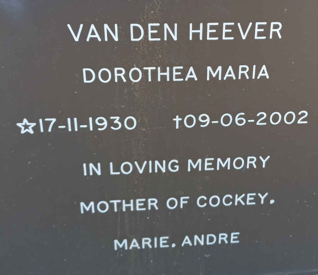 HEEVER Dorothea Maria, van den 1930-2002
