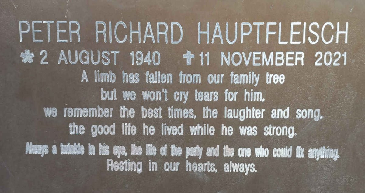 HAUPTFLEISCH Peter Richard 1940-2021