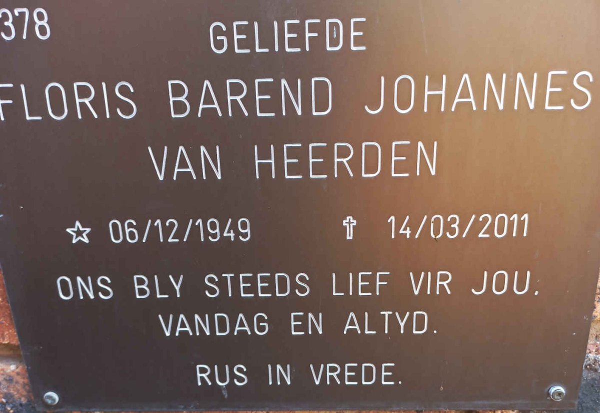 HEERDEN Floris Barend Johannes, van 1949-2011