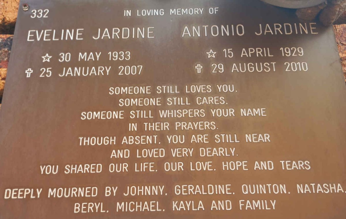 JARDINE Antonio 1929-2010 &amp; Eveline 1933-2007